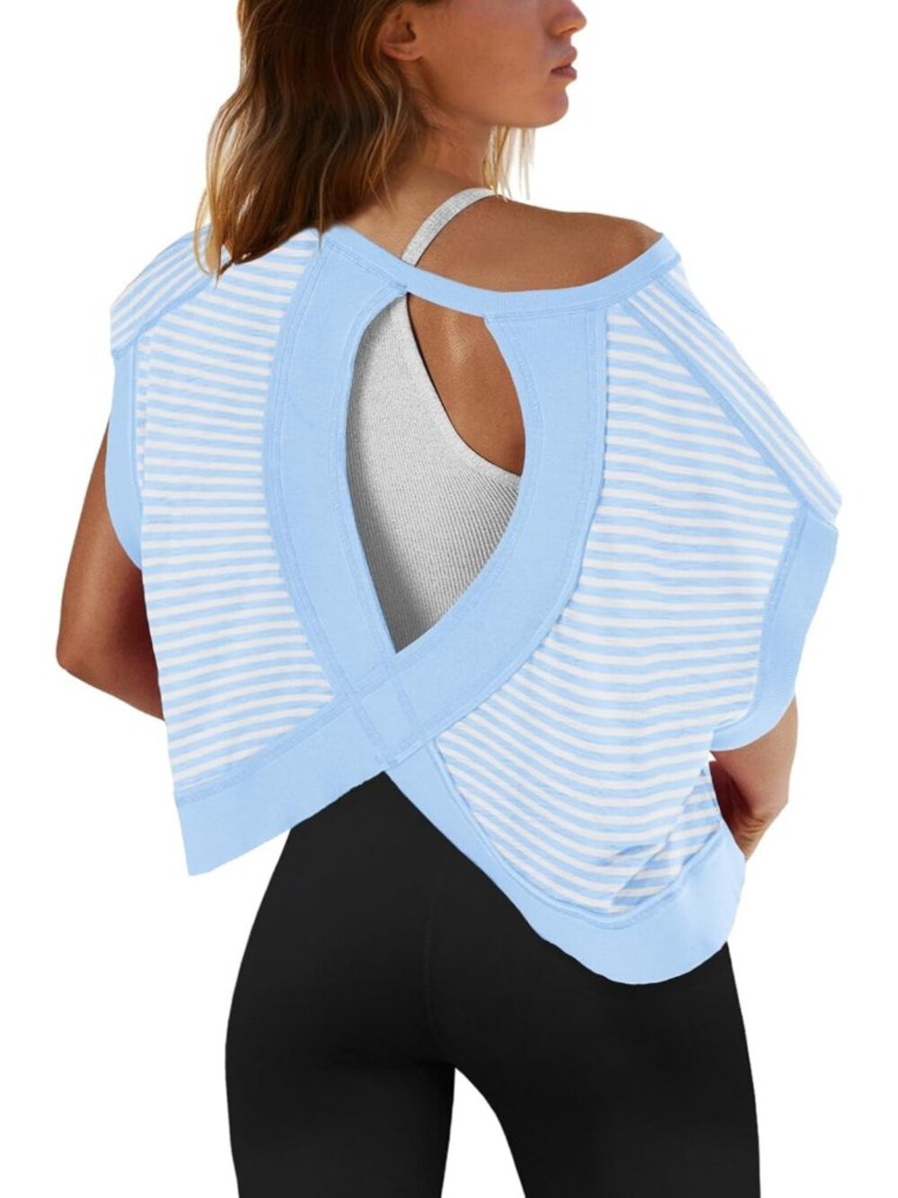 Open Back Workout Top | Backless Short Sleeve Athletic Crop Tee for Gym & Yoga